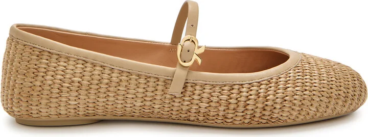Gianvito Rossi Carla Marbella Woven Raffia Ballet Flats