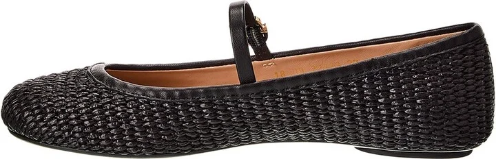 Gianvito Rossi Carla Straw & Leather Flat - Image 2
