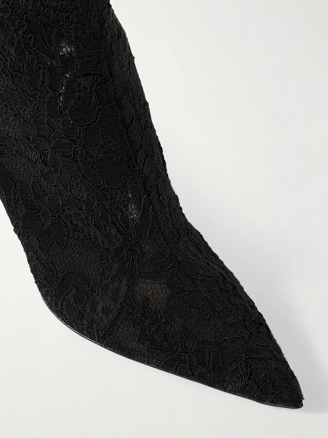 Gianvito Rossi - Claudia 85 Corded Lace Knee Boots - Black - Image 4