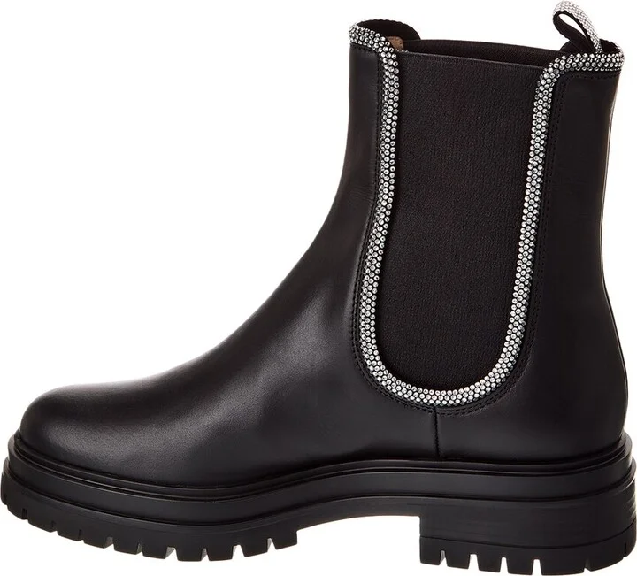 Gianvito Rossi Crystal Chester Leather Boot - Image 2