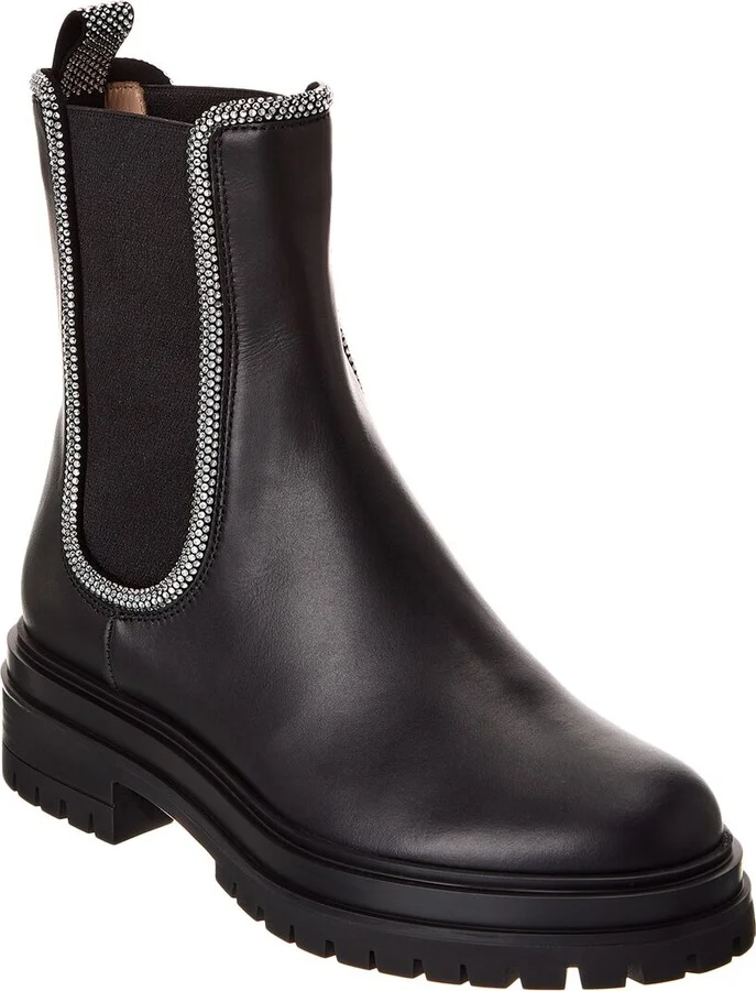 Gianvito Rossi Crystal Chester Leather Boot
