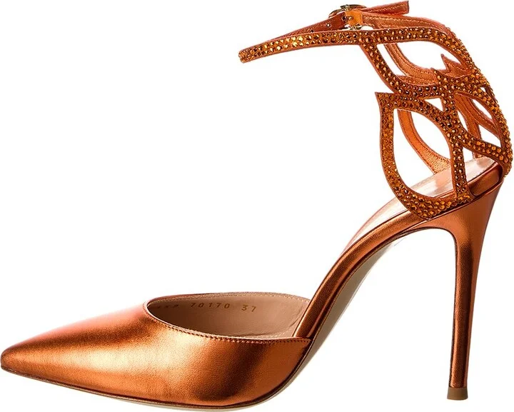 Gianvito Rossi Crystal Fleur 105 Leather Pump - Image 2