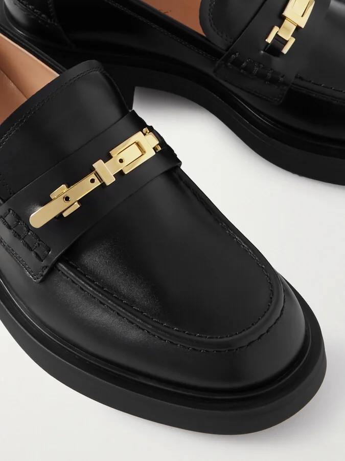 Gianvito Rossi - Dover Embellished Leather Loafers - Black - Image 4
