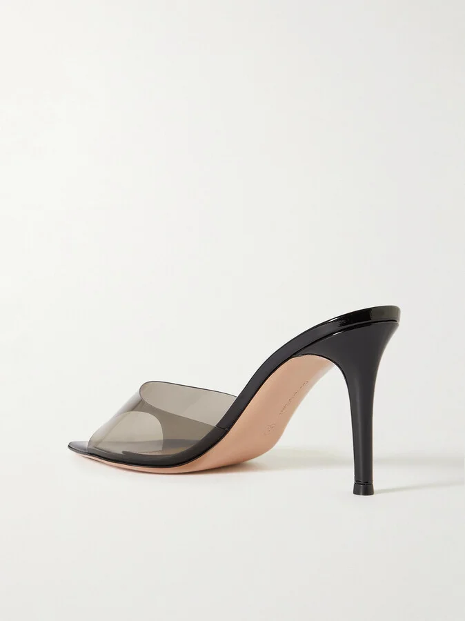 Gianvito Rossi - Elle 85 Pvc And Patent-leather Mules - Black - Image 3