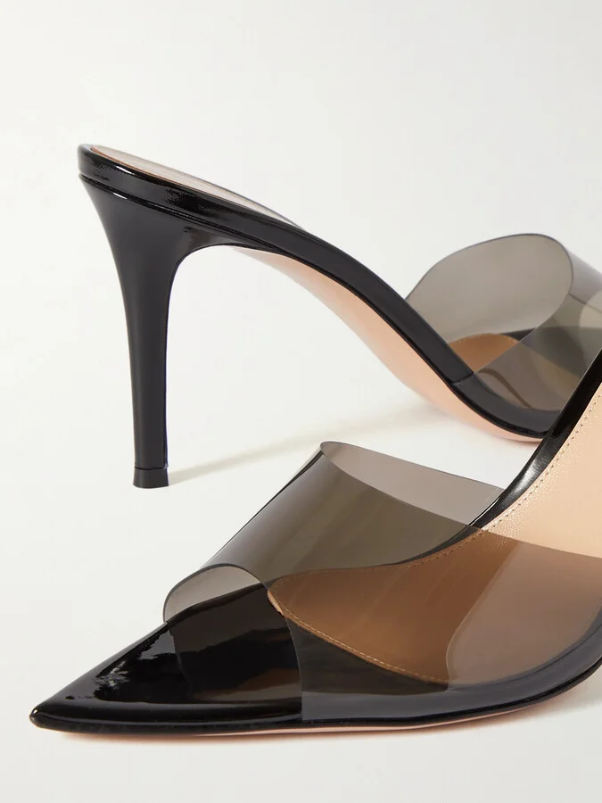 Gianvito Rossi - Elle 85 Pvc And Patent-leather Mules - Black - Image 4