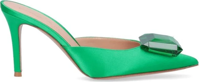 Gianvito Rossi Embellished Heeled Satin Pumps