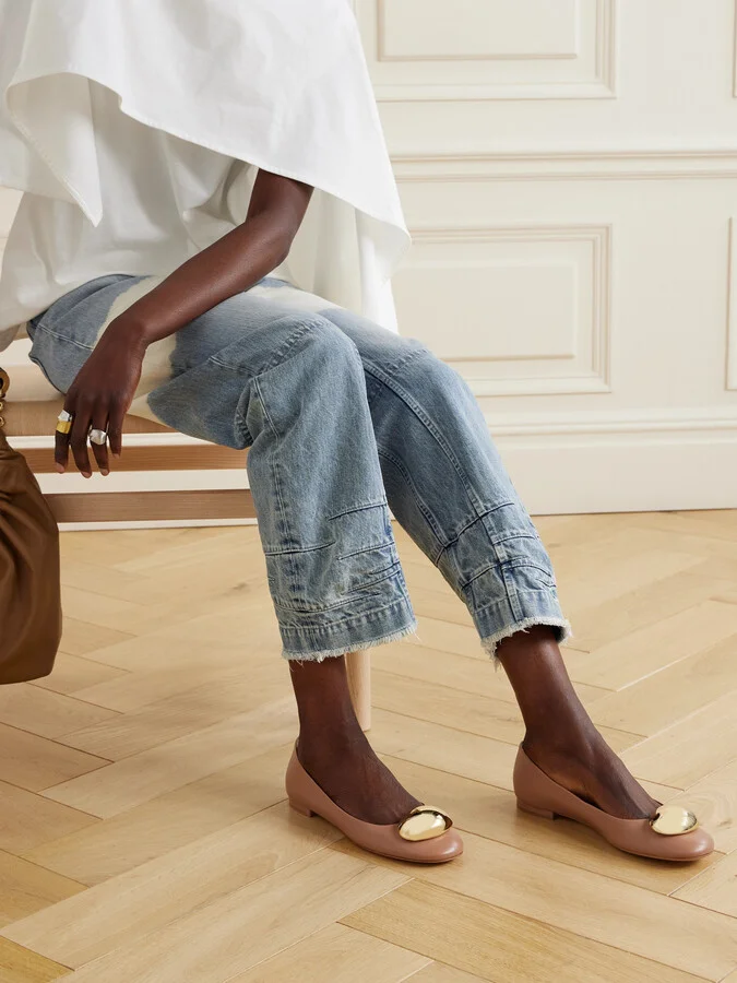 Gianvito Rossi - Embellished Leather Ballet Flats - Neutrals - Image 2