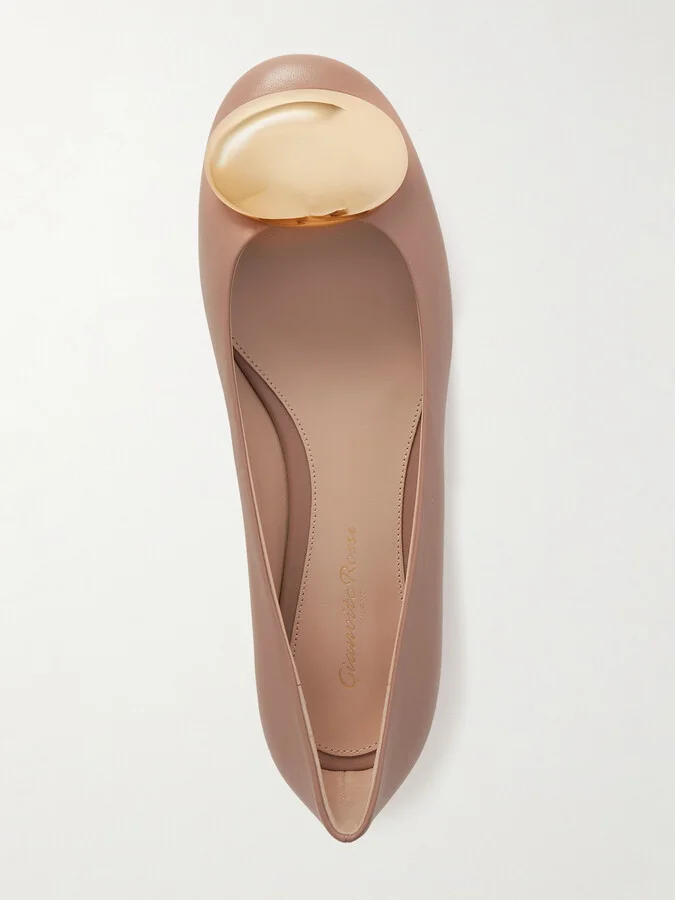 Gianvito Rossi - Embellished Leather Ballet Flats - Neutrals - Image 5