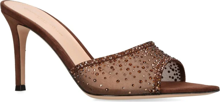 Gianvito Rossi Embellished Rania Heeled Mules 85 - Image 3