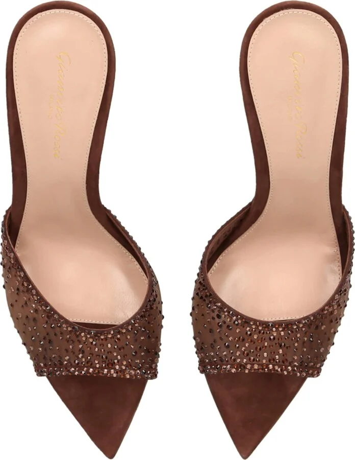 Gianvito Rossi Embellished Rania Heeled Mules 85 - Image 4