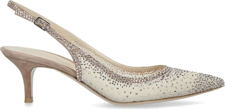 Gianvito Rossi Embellished Regina Slingback Pumps 55 - Image 2