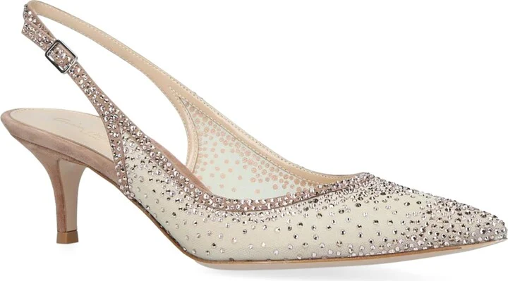 Gianvito Rossi Embellished Regina Slingback Pumps 55 - Image 3