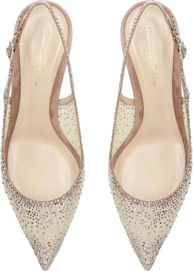 Gianvito Rossi Embellished Regina Slingback Pumps 55 - Image 4