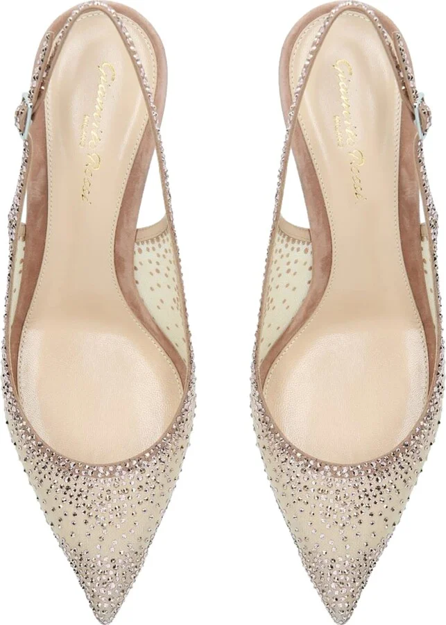 Gianvito Rossi Embellished Regina Slingback Pumps 55 - Image 5