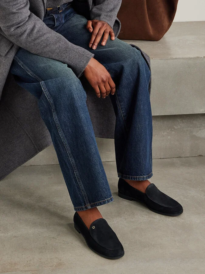 Gianvito Rossi - Embellished Suede Loafers - Blue - Image 2