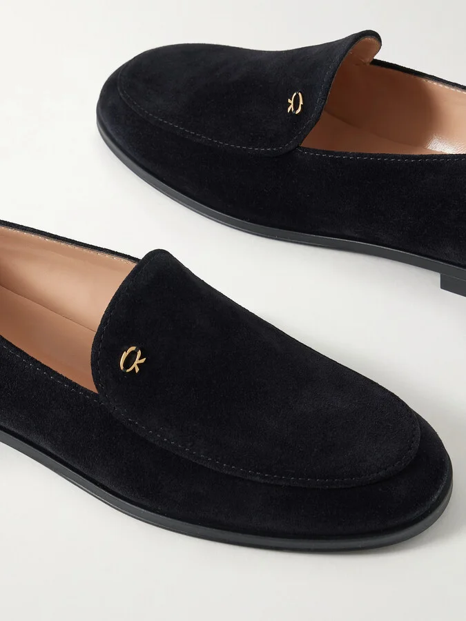 Gianvito Rossi - Embellished Suede Loafers - Blue - Image 4