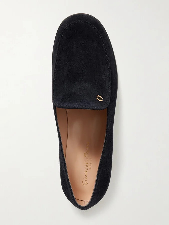 Gianvito Rossi - Embellished Suede Loafers - Blue - Image 5