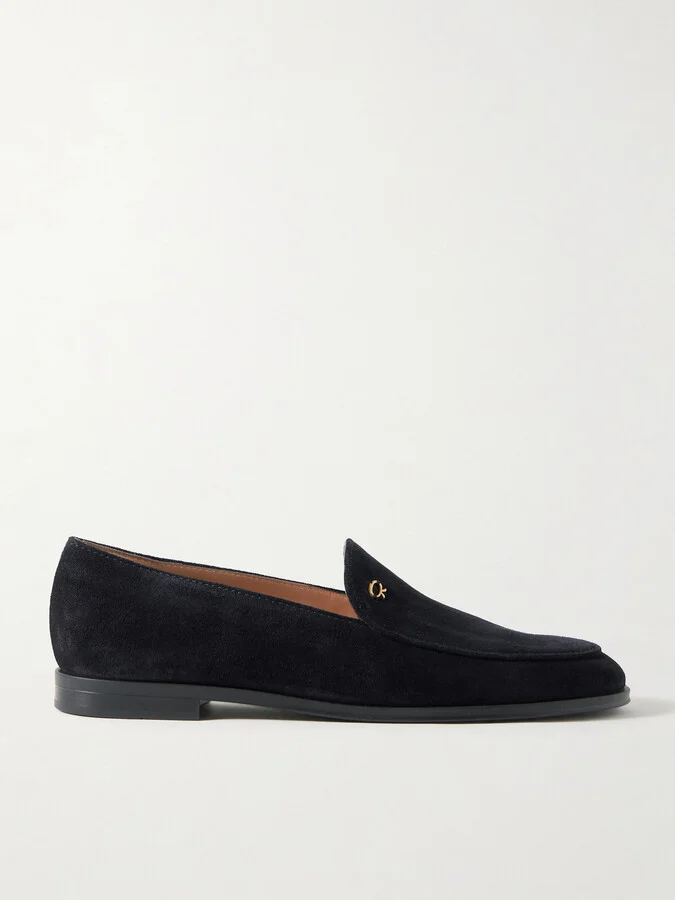 Gianvito Rossi - Embellished Suede Loafers - Blue