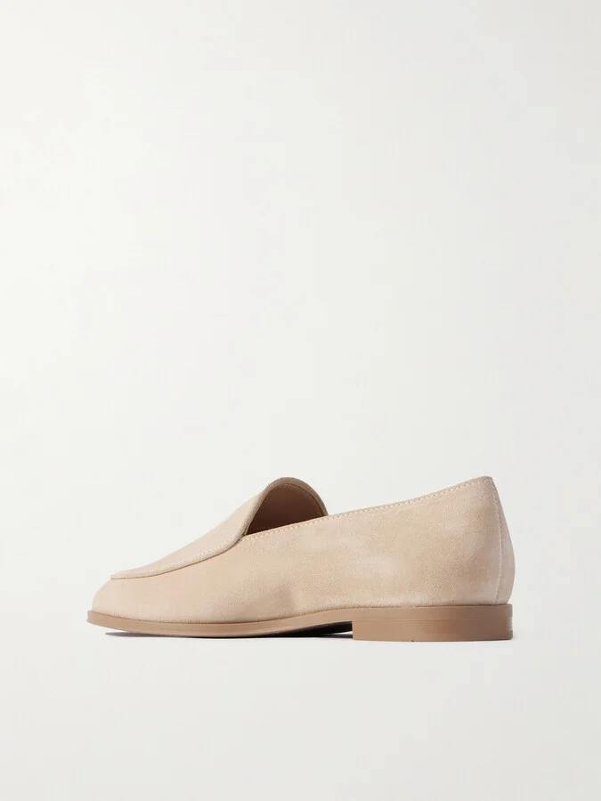 Gianvito Rossi - Embellished Suede Loafers - Cream - Image 3