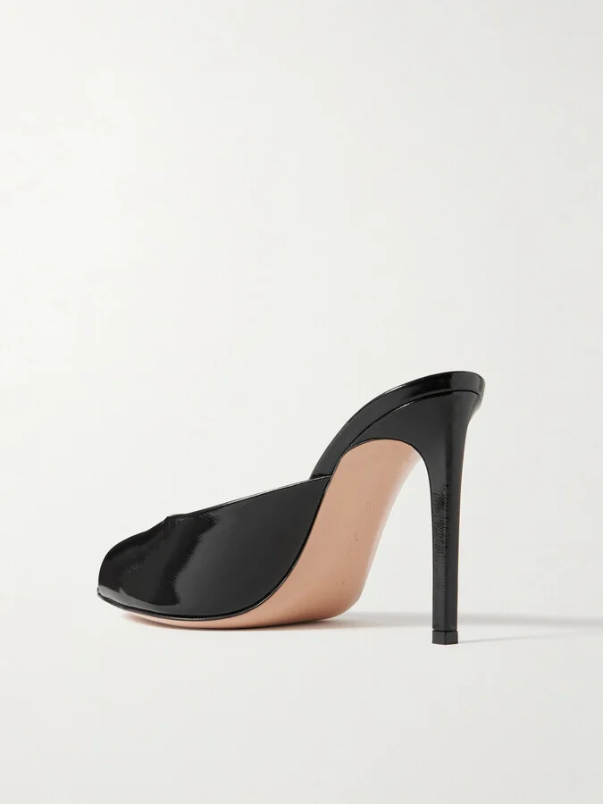 Gianvito Rossi - Ethel 95 Glossed-leather Mules - Black - Image 3