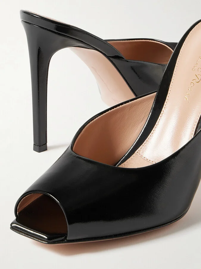 Gianvito Rossi - Ethel 95 Glossed-leather Mules - Black - Image 4