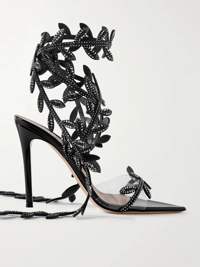 Gianvito Rossi - Flavia 105 Crystal-embellished Leather And Pvc Sandals - Black