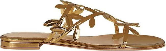Gianvito Rossi Flavia Leaf Motif Flat Slides