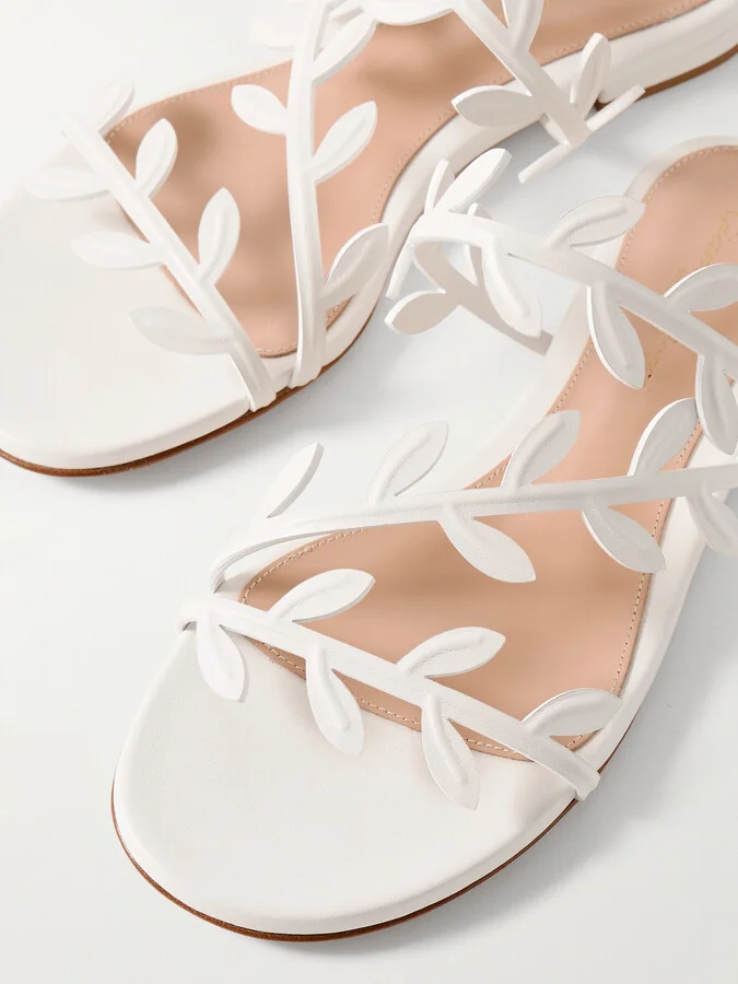 Gianvito Rossi - Flavia Leather Sandals - White - Image 4