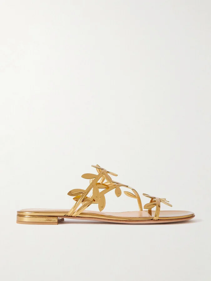 Gianvito Rossi - Flavia Metallic Leather Sandals - Gold