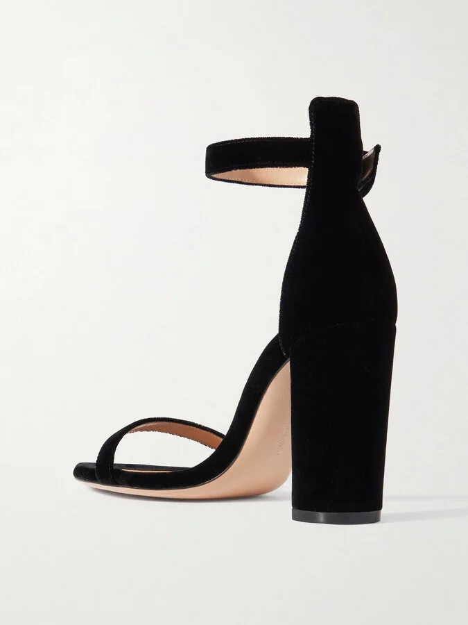 Gianvito Rossi - Gaeta 105 Velvet Sandals - Black - Image 3