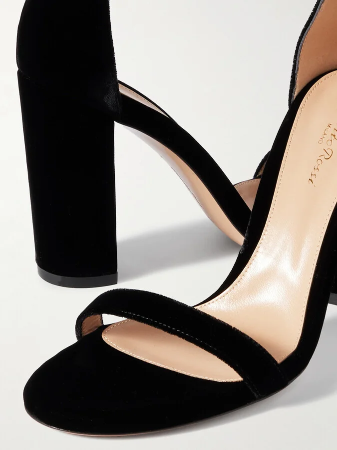Gianvito Rossi - Gaeta 105 Velvet Sandals - Black - Image 4