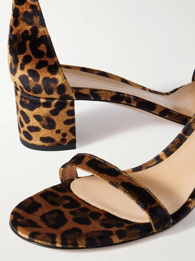 Gianvito Rossi - Gaeta 45 Leopard-print Velvet Sandals - Animal print - Image 4