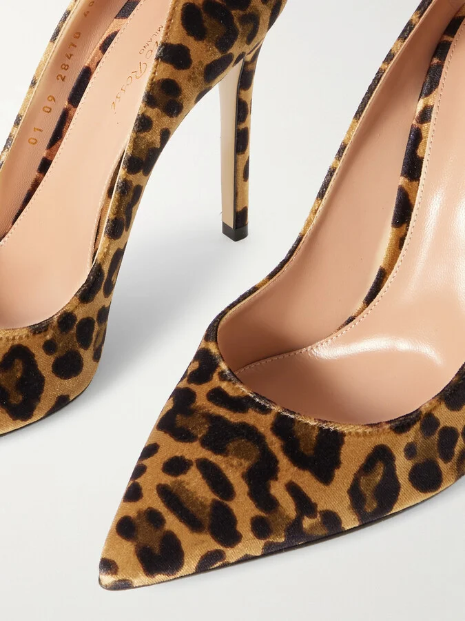 Gianvito Rossi - Gianvito 105 Leopard-print Velvet Pumps - Animal print - Image 4