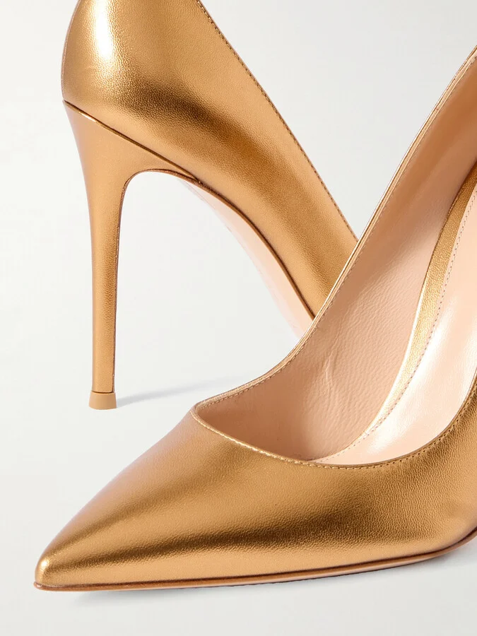 Gianvito Rossi - Gianvito 105 Metallic Leather Pumps - Gold - Image 4