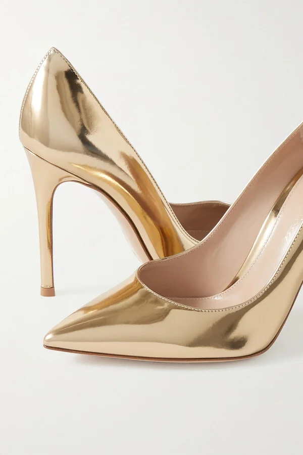 Gianvito Rossi - Gianvito 105 Metallic Leather Pumps - Gold - Image 4