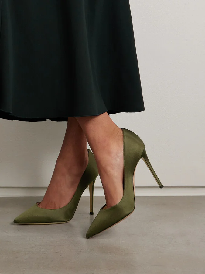 Gianvito Rossi - Gianvito 105 Satin Pumps - Green - Image 2