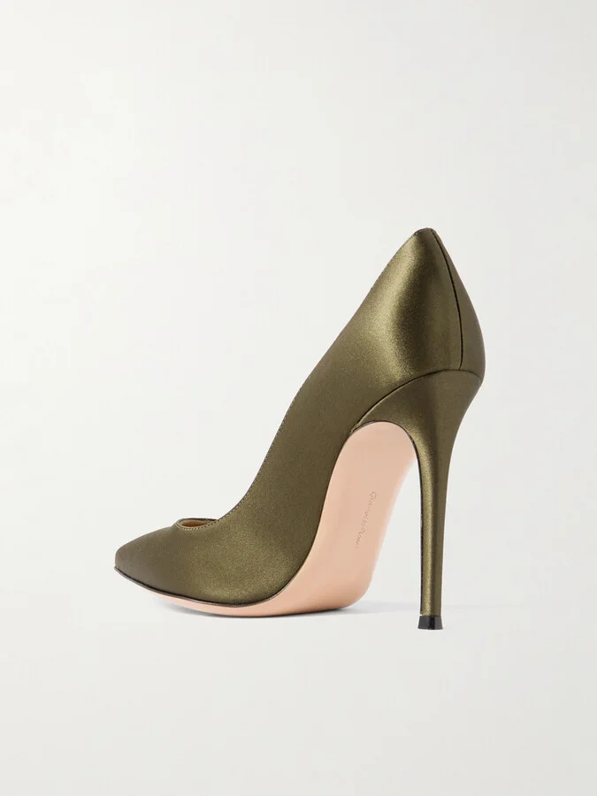 Gianvito Rossi - Gianvito 105 Satin Pumps - Green - Image 3