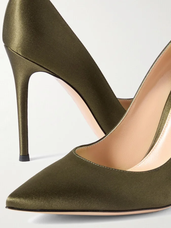 Gianvito Rossi - Gianvito 105 Satin Pumps - Green - Image 4
