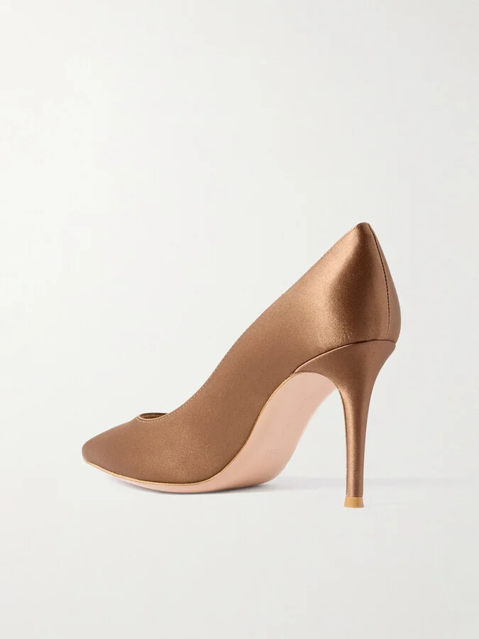 Gianvito Rossi - Gianvito 85 Satin Pumps - Brown - Image 3
