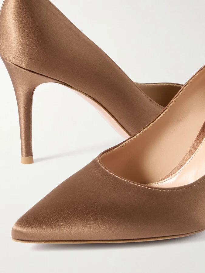 Gianvito Rossi - Gianvito 85 Satin Pumps - Brown - Image 4