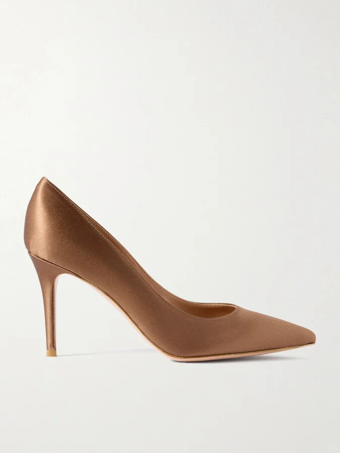 Gianvito Rossi - Gianvito 85 Satin Pumps - Brown