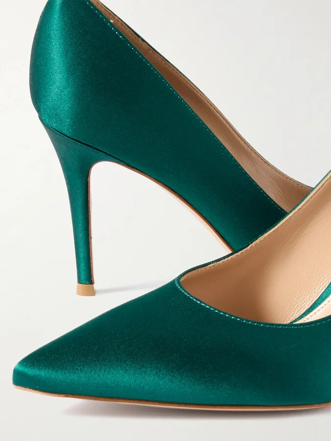 Gianvito Rossi - Gianvito 85 Satin Pumps - Green - Image 4