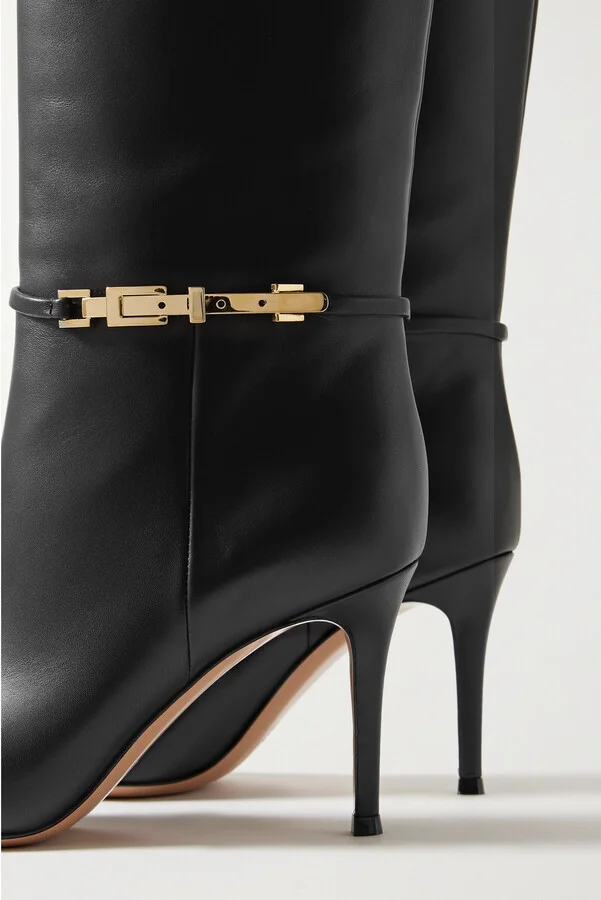 Gianvito Rossi - Glove 85 Embellished Leather Knee Boots - Black - Image 4