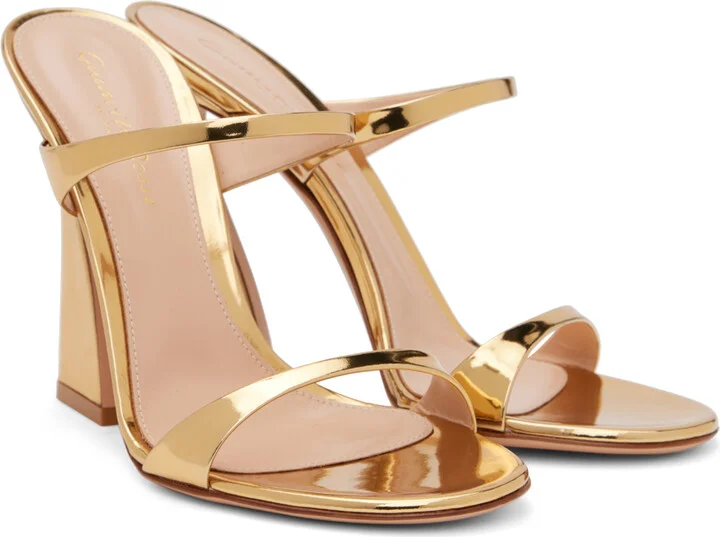 Gianvito Rossi Gold Aura Heeled Sandals - Image 4