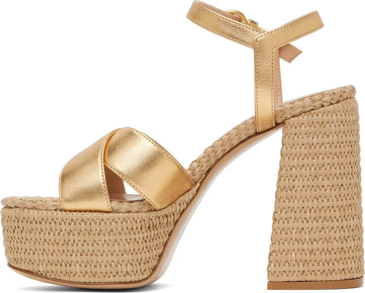 Gianvito Rossi Gold Bebe Heeled Sandals - Image 3