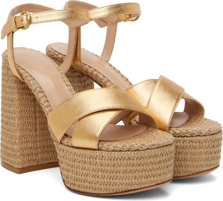 Gianvito Rossi Gold Bebe Heeled Sandals - Image 4