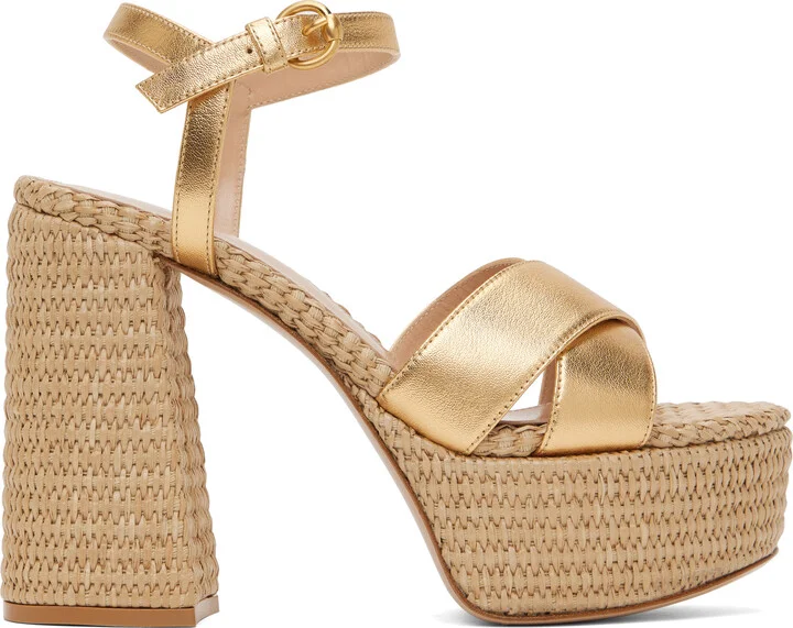 Gianvito Rossi Gold Bebe Heeled Sandals