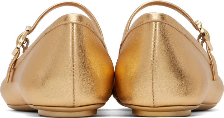 Gianvito Rossi Gold Carla Ballerina Flats - Image 2