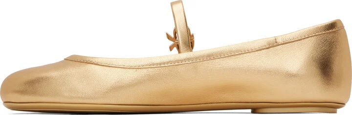 Gianvito Rossi Gold Carla Ballerina Flats - Image 3