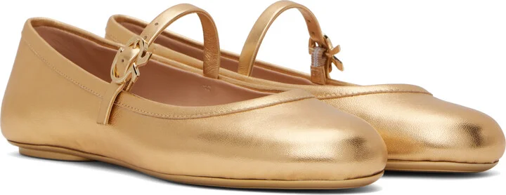 Gianvito Rossi Gold Carla Ballerina Flats - Image 4